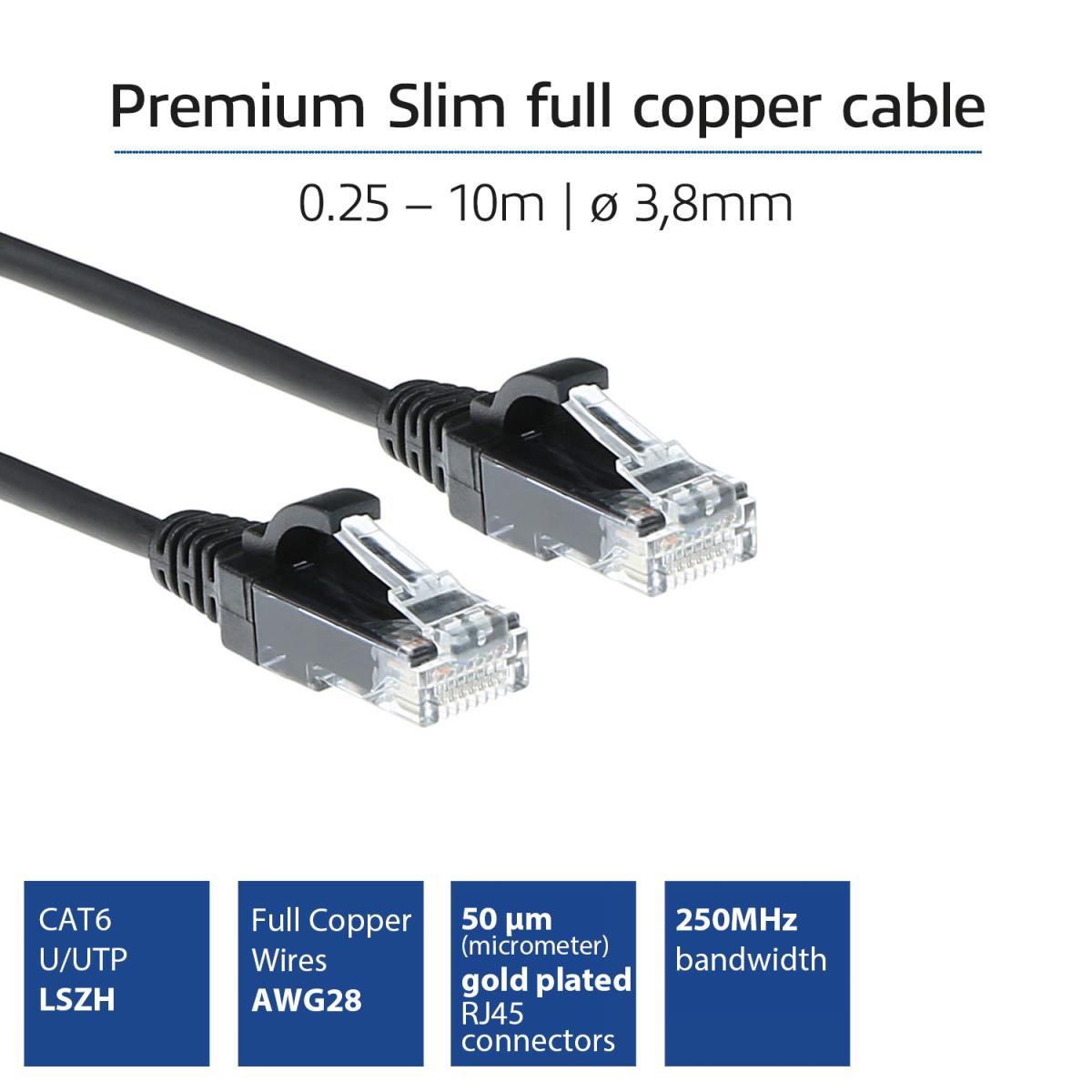 Slimline Patch Cable - CAT6 - U/UTP - 1m - Black