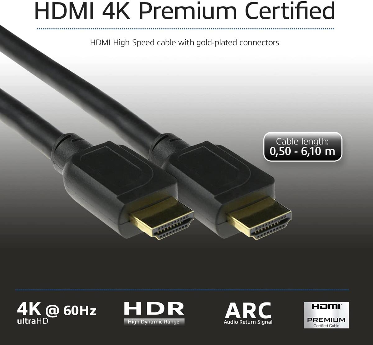 HDMI High Speed Ethernet premium certified cable HDMI-A male - HDMI-A male 1.5m
