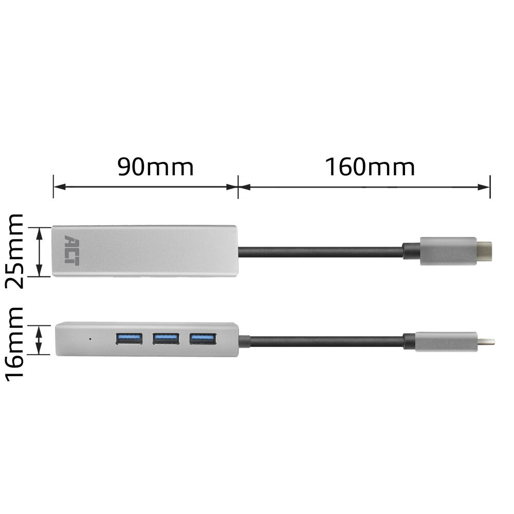 USB-C Hub and Ethernet Adapter 3x USB A female / 1 Gigabit network port