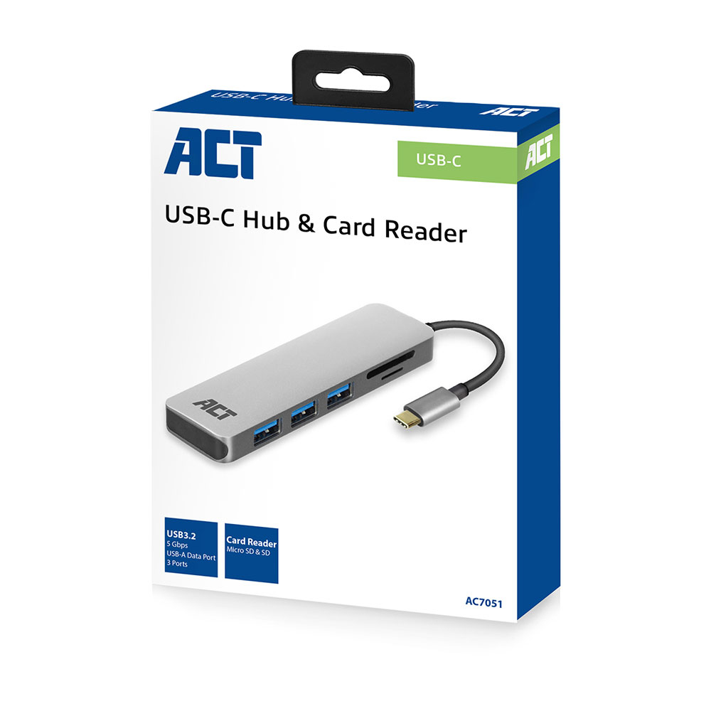USB-C Hub Card Reader 3xUSB A F 0.15m