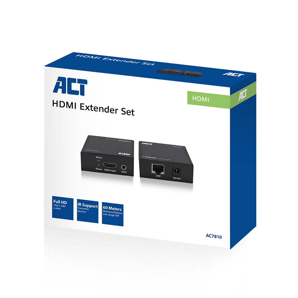HDMI Extender Set Single CAT6 60m 3D and IR Support