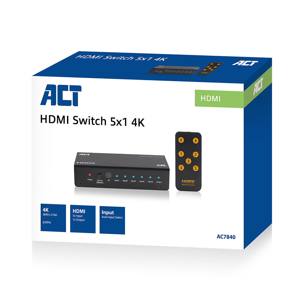 Act 5x 1 Hdmi Switch, 3D And 4k Support