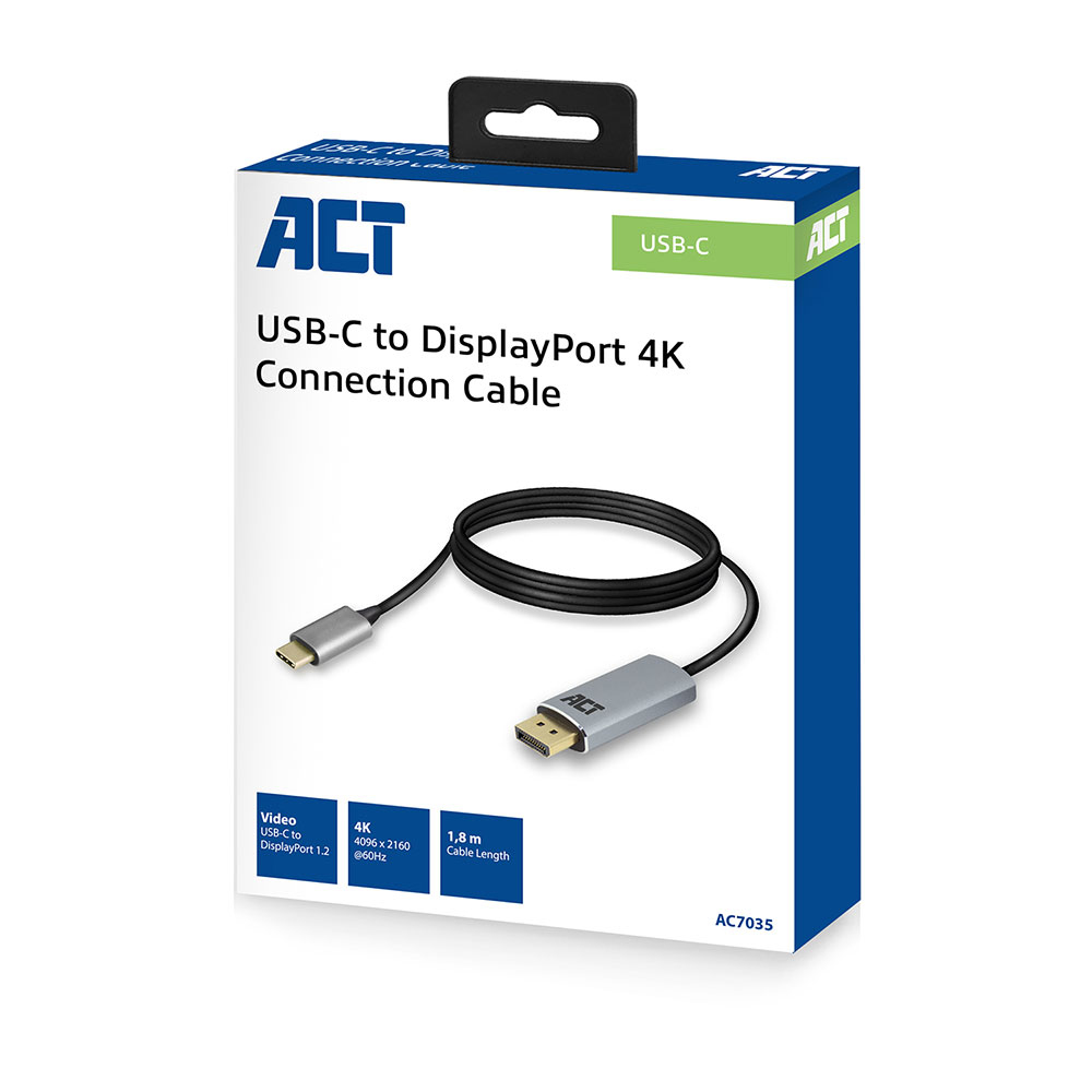 USB-C to DisplayPort Male Connection Cable 4K