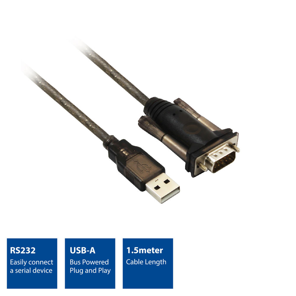 USB-A (Male) to Serial RS-232 DB-9 (Male) Adapter cable 1,50m