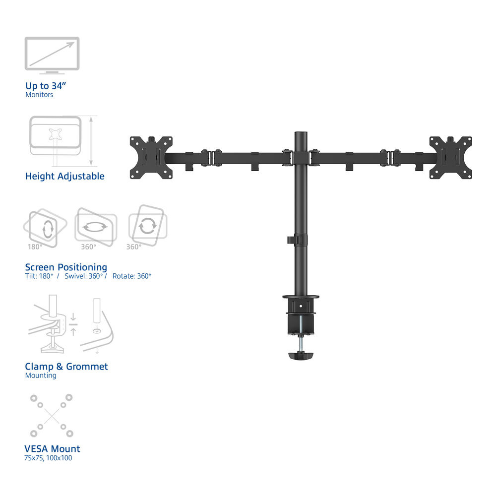 Monitor Desk Mount 2 Screens Up To 32in Vesa