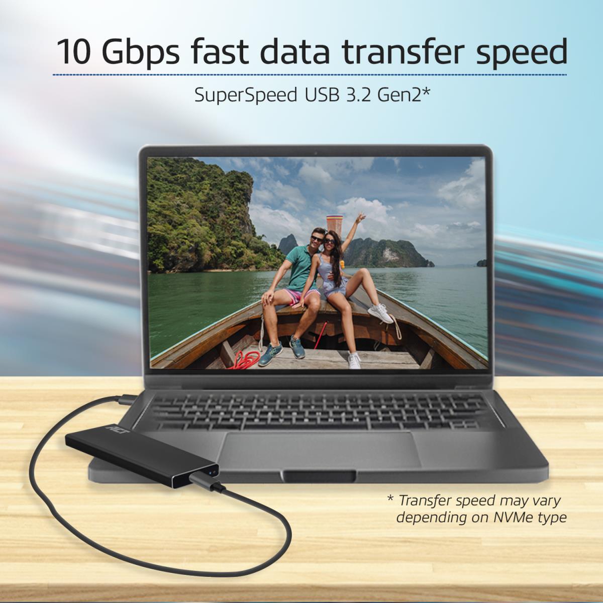 SSD Enclosure / M.2 SATA and NVMe / USB-C 3.2 Gen2 Aluminium