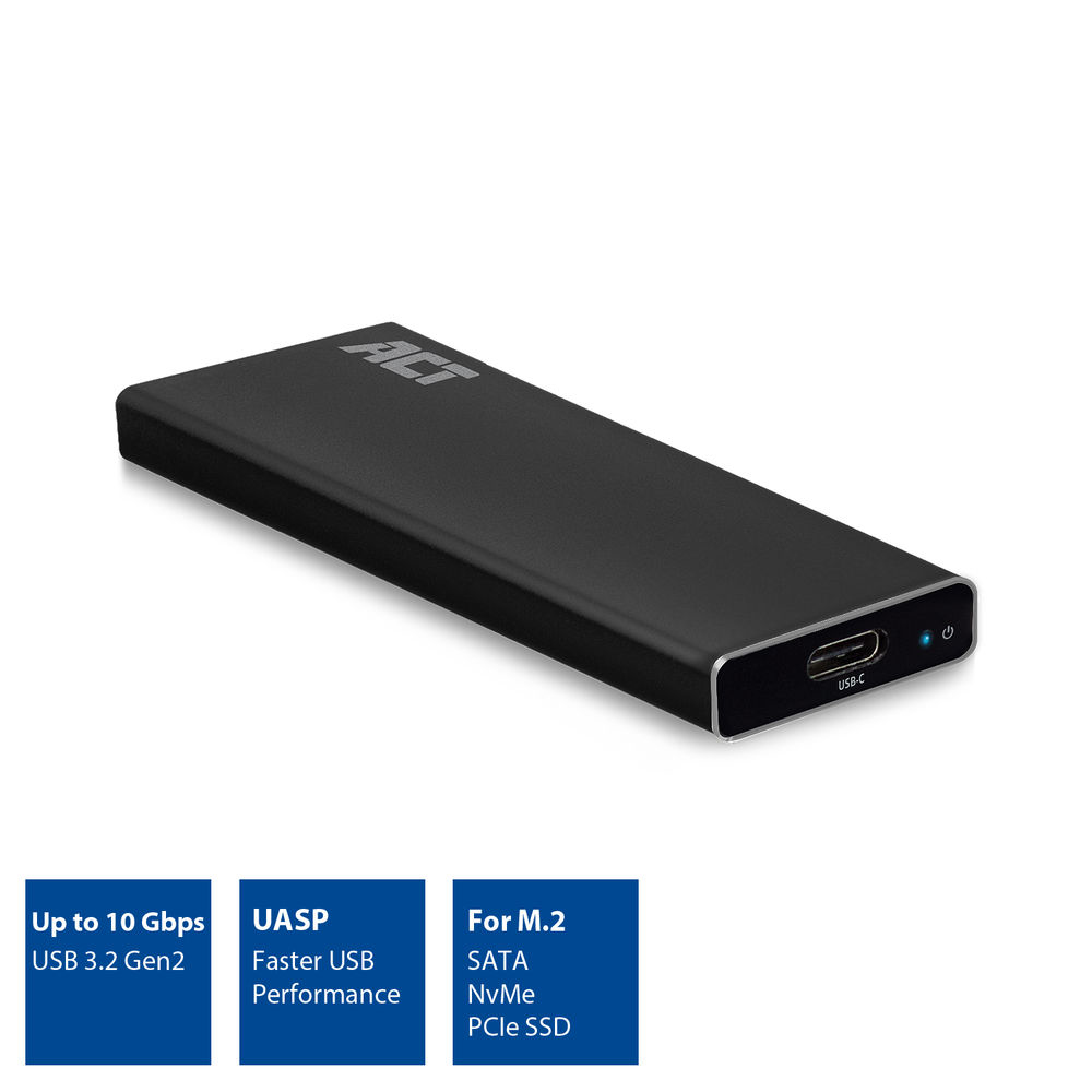 SSD Enclosure / M.2 SATA and NVMe / USB-C 3.2 Gen2 Aluminium