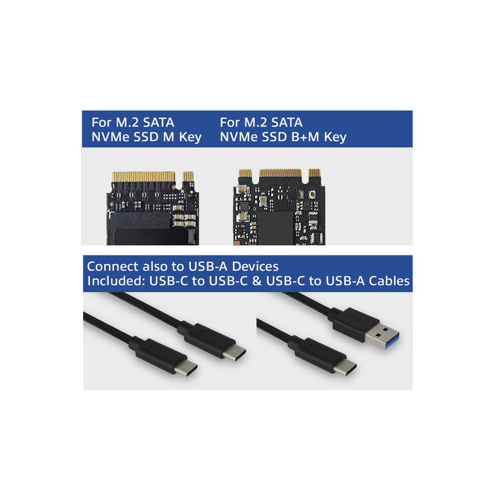 SSD Enclosure / M.2 SATA and NVMe / USB-C 3.2 Gen2 Aluminium