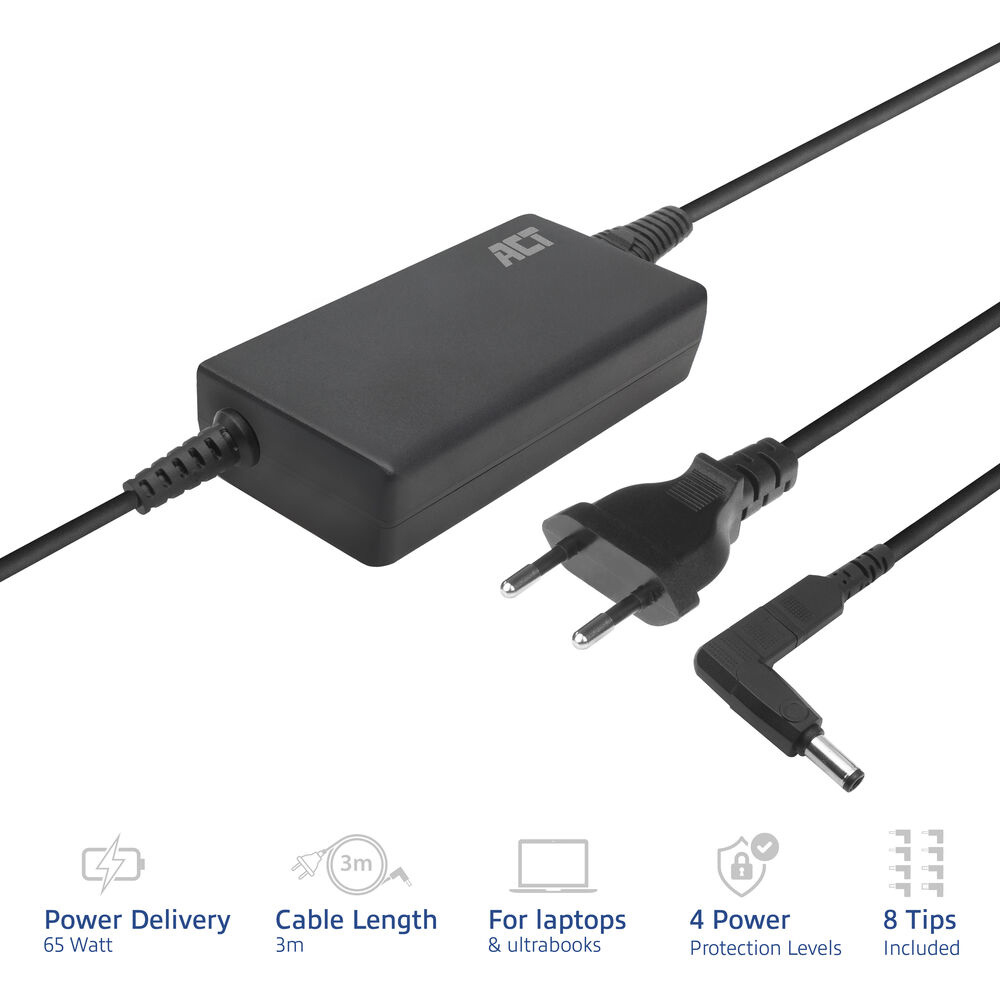 Slim Size Laptop Charger 65w (for Laptops Up To 15.6 In)