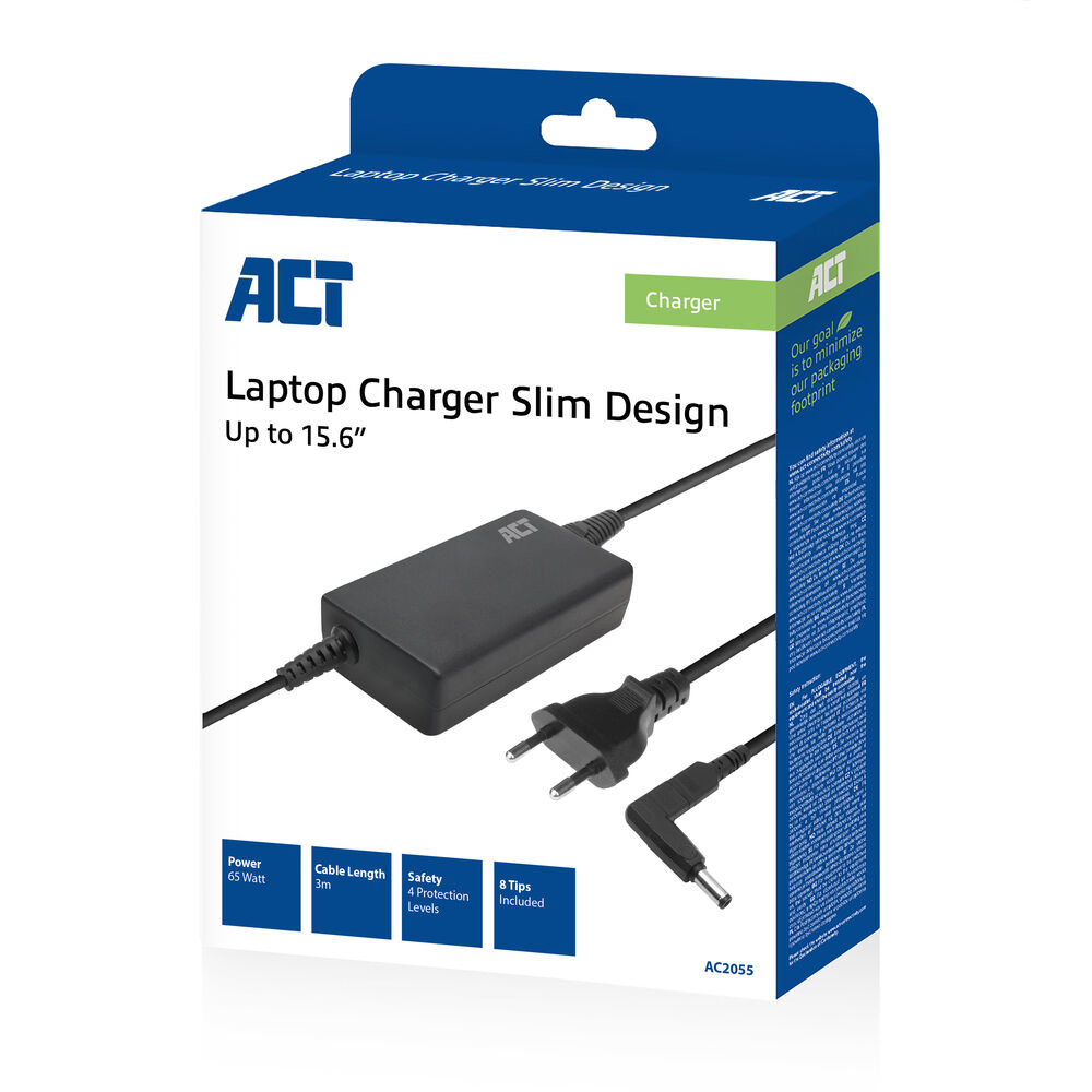 Slim Size Laptop Charger 65w (for Laptops Up To 15.6 In)