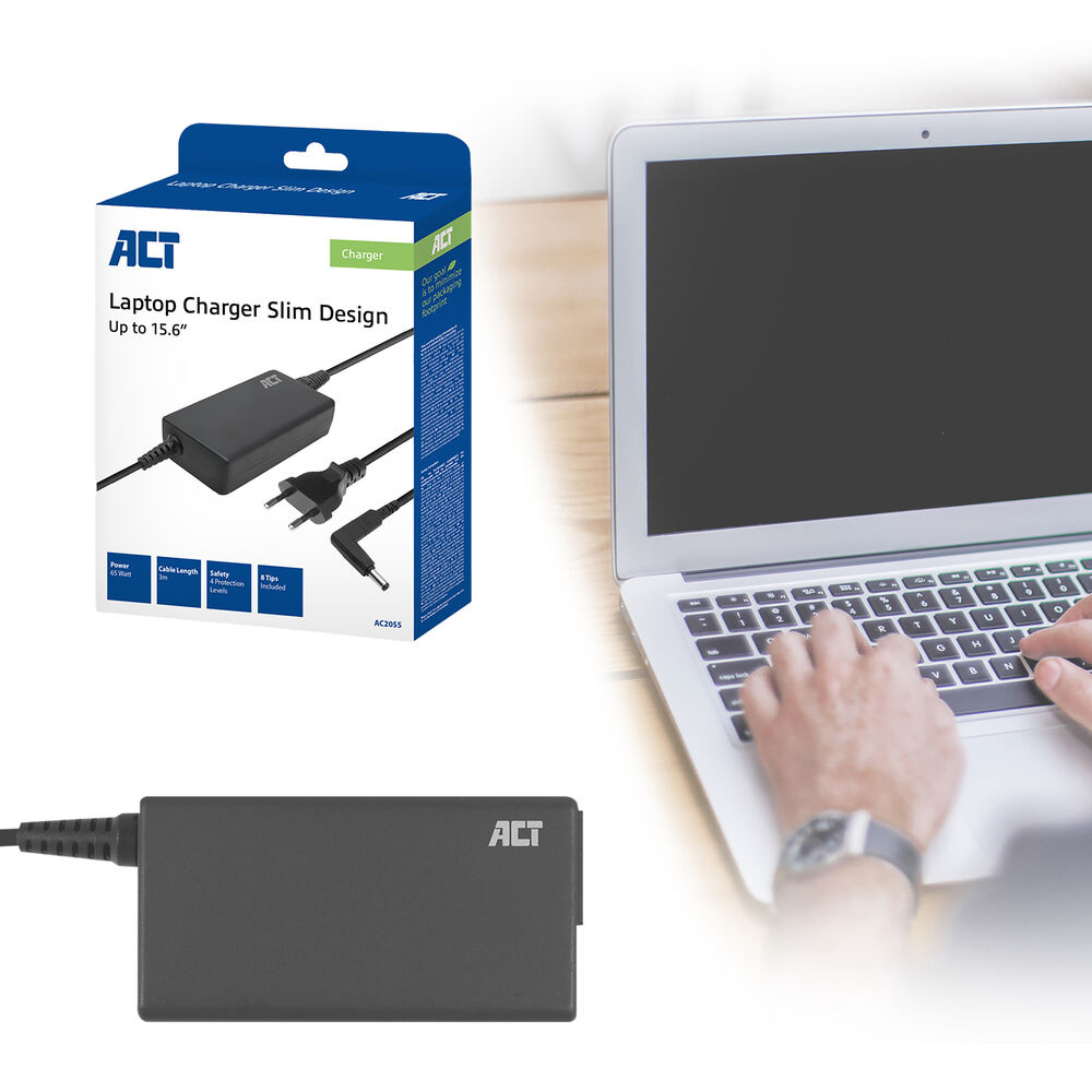 Slim Size Laptop Charger 65w (for Laptops Up To 15.6 In)