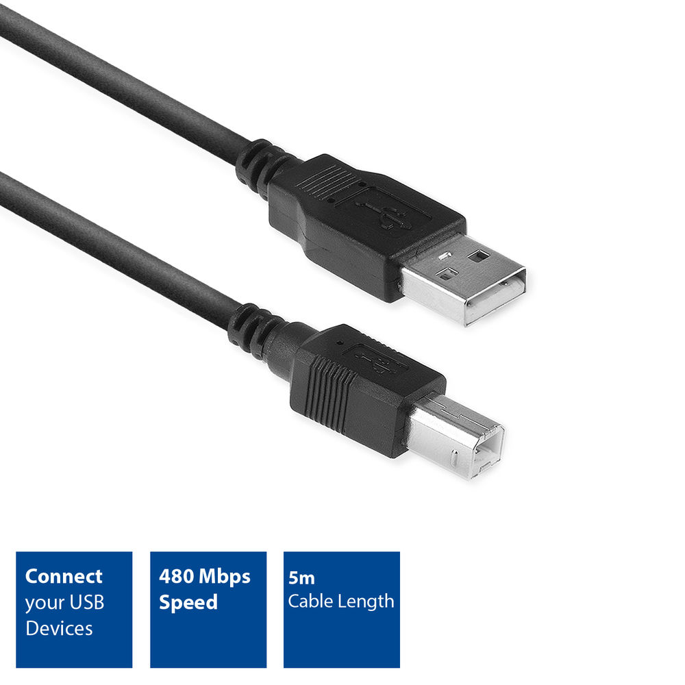 USB 2.0 Connection Cable A Male - B Male 5m