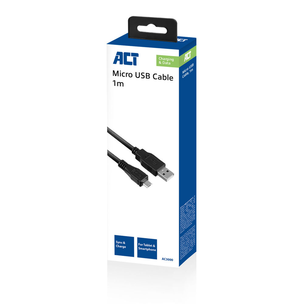 Charge And Sync Cable USB 2.0  A Male - Micro B Male 1M