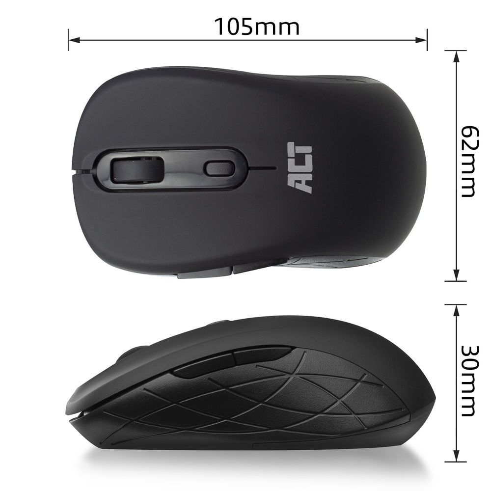 Wireless Mouse USB Nano Receiver 1600 Dpi Black