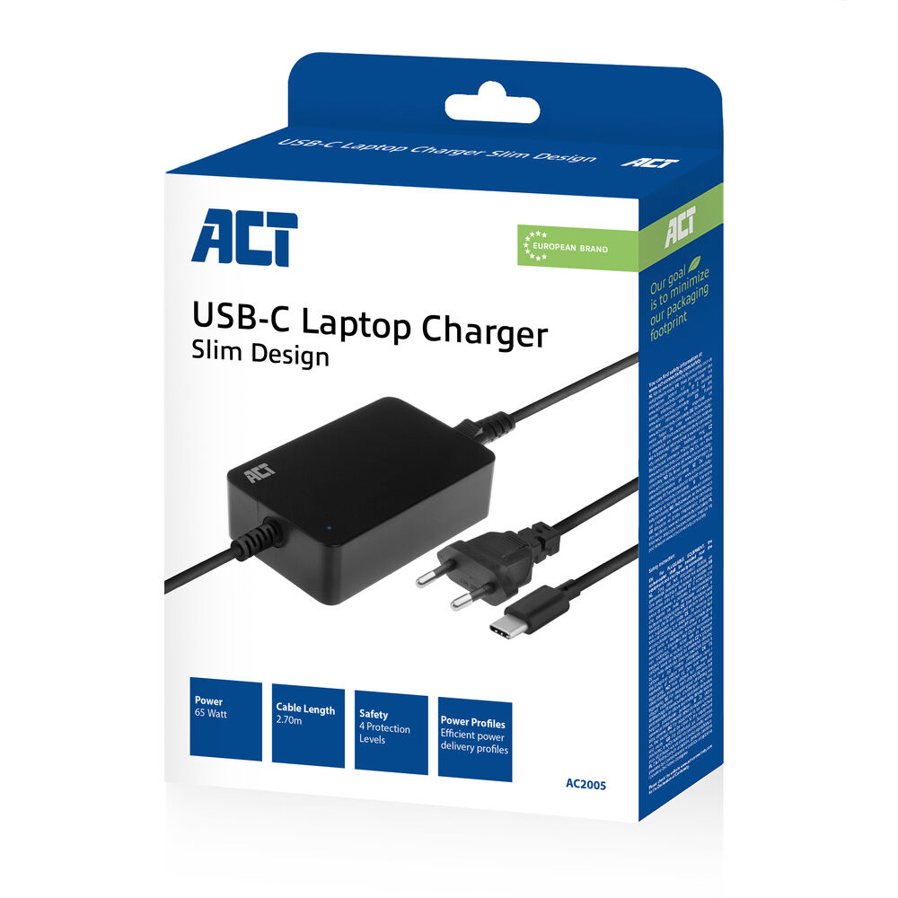 USB-C Laptop Charger With Power Delivery Profiles 65w