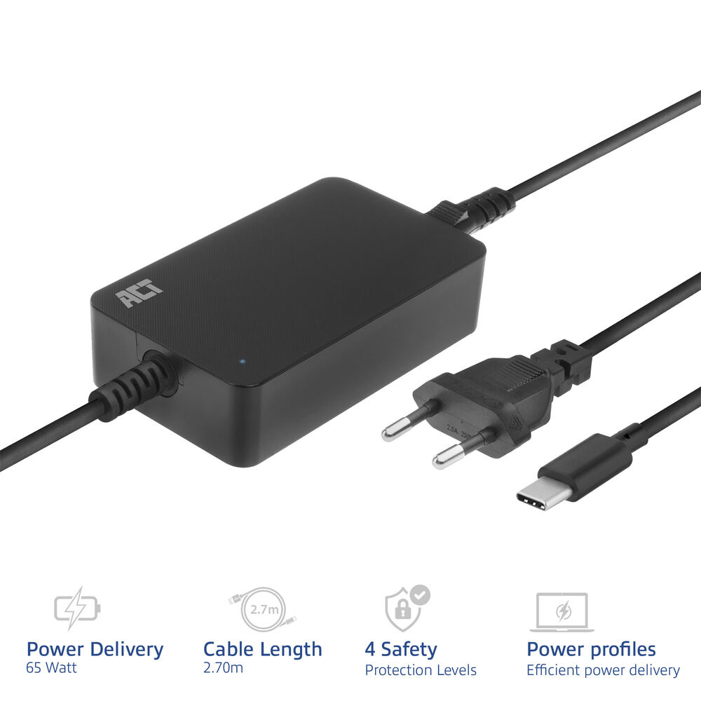 USB-C Laptop Charger With Power Delivery Profiles 65w