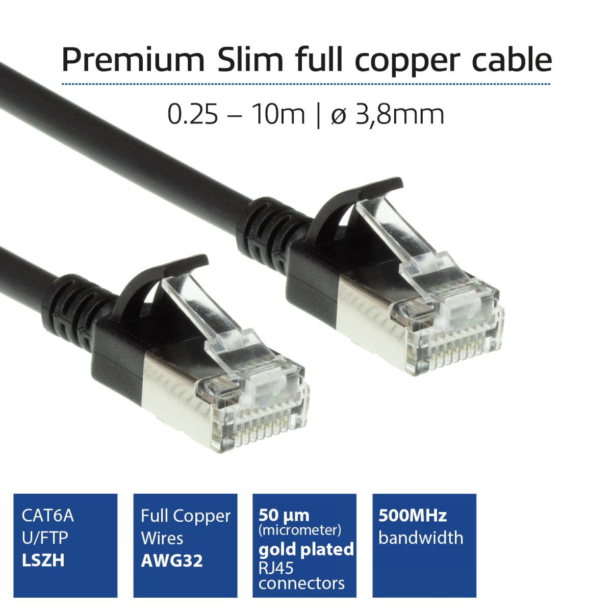 Patch Cable - CAT6A - U/FTP - 0.5m - Black