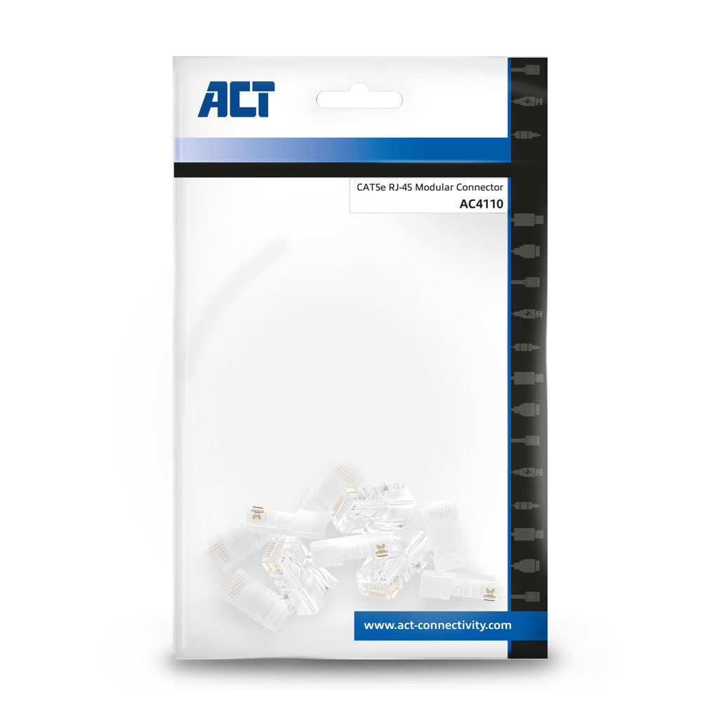 Modular CAT5E RJ-45 Connector ( 10 pieces Zip bag )
