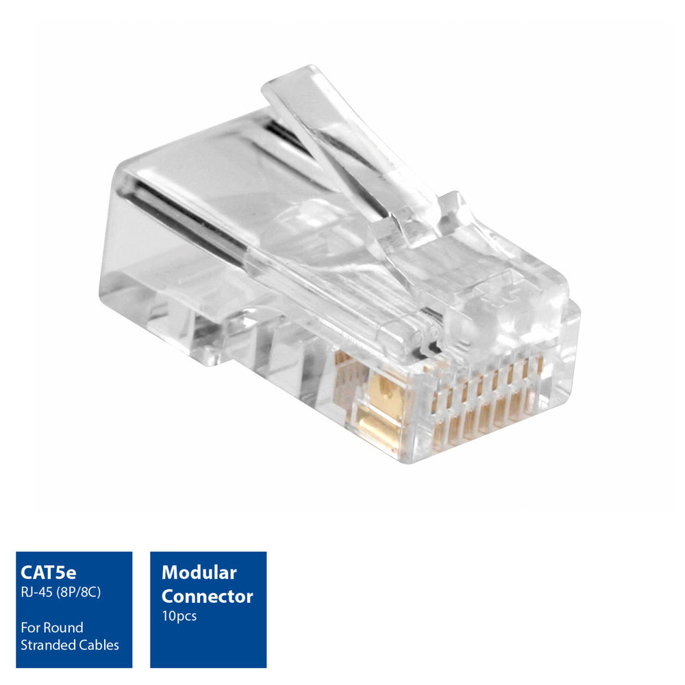 Modular CAT5E RJ-45 Connector ( 10 pieces Zip bag )
