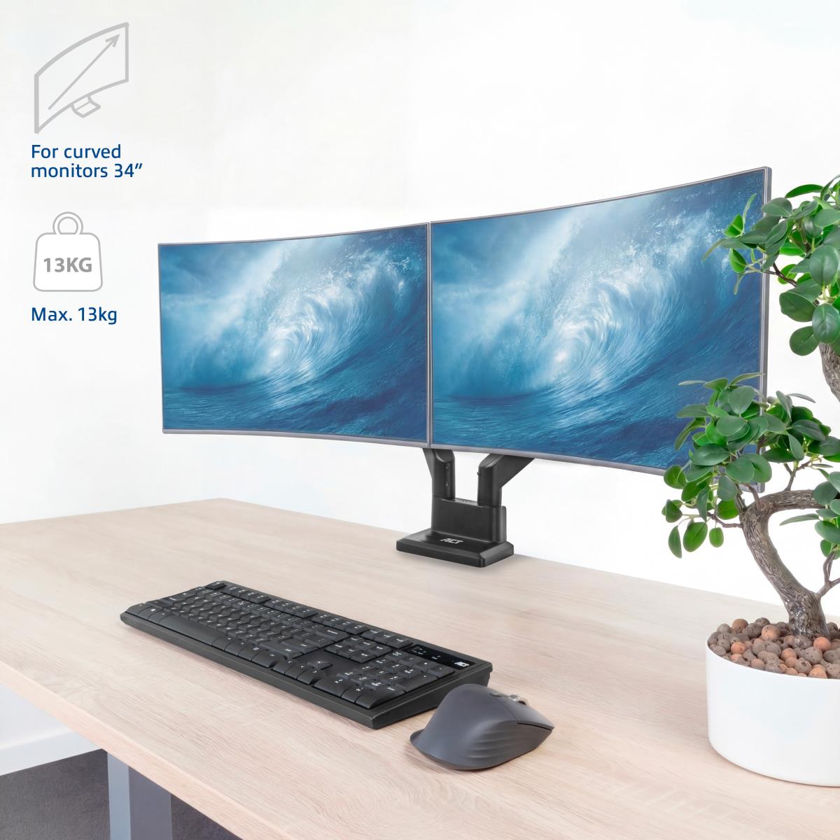 Monitor Desk Mount With Gas Spring 2 Screens Up To 32in Vesa