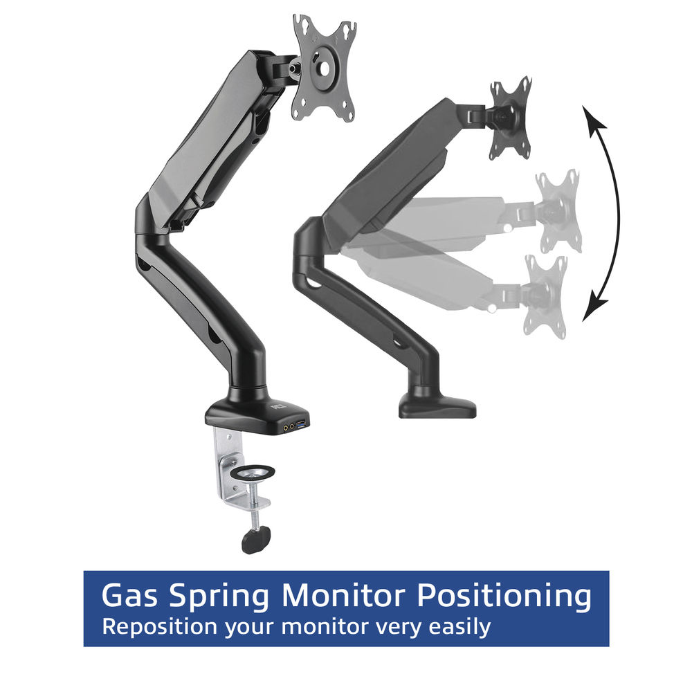 Monitor Desk Mount With Gas Spring 1 Screen Up To 32in With Vesa