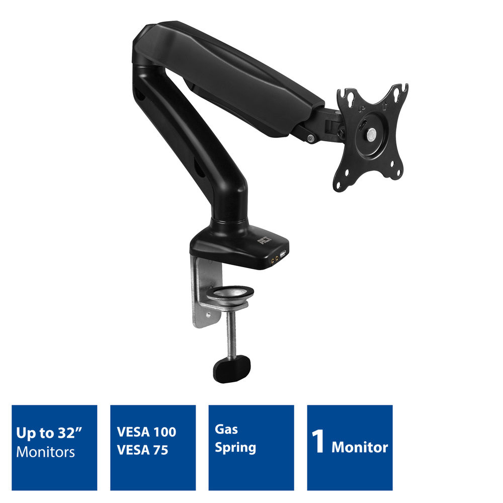 Monitor Desk Mount With Gas Spring 1 Screen Up To 32in With Vesa
