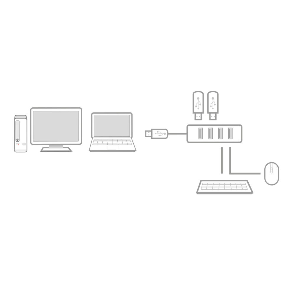 USB Hub 3.2 4x USB-A Ports Black