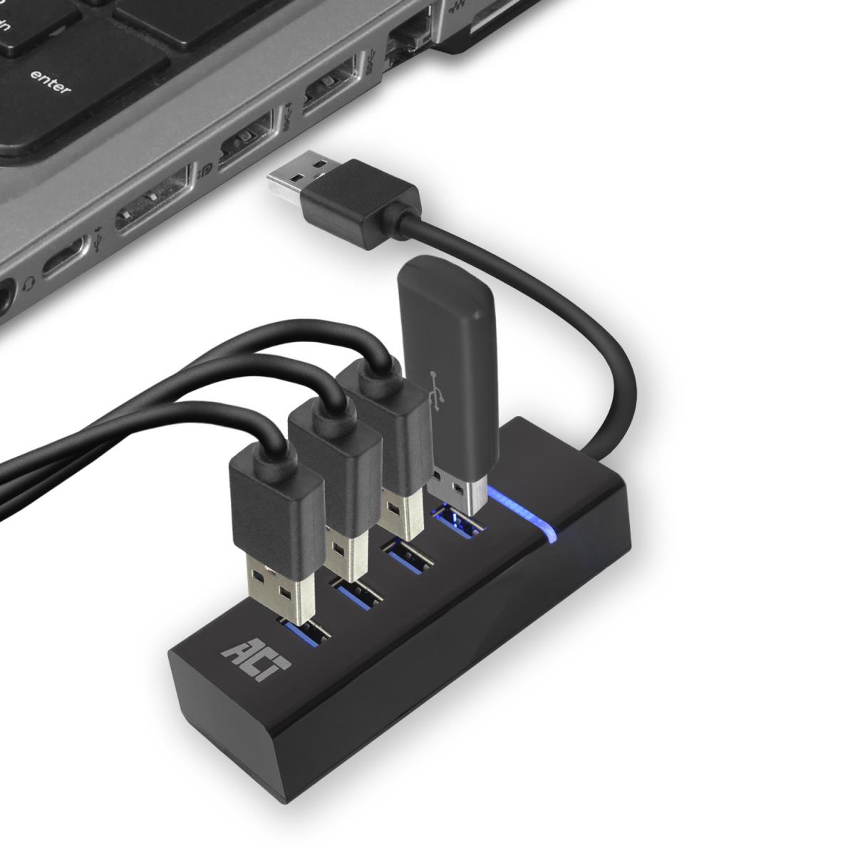 USB Hub 3.2 4x USB-A Ports Black