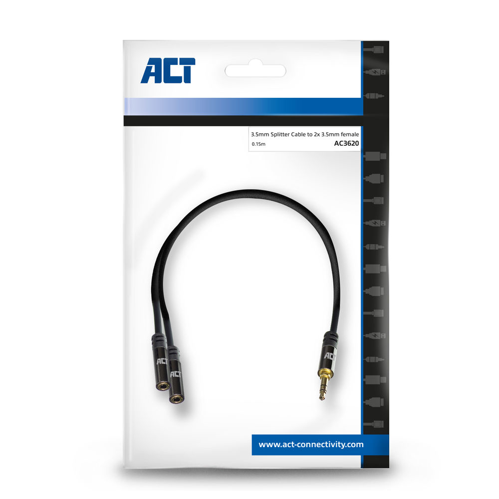 High Quality Audio Splitter Cable 3.5 mm Jack Male - 2x Female 15cm