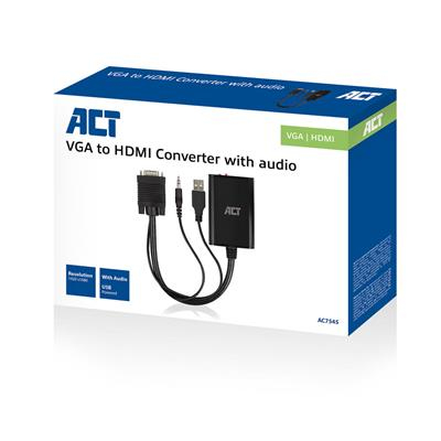 VGA Male - HDMI-A Female Adapter With 3.5mm Jack Male 15cm