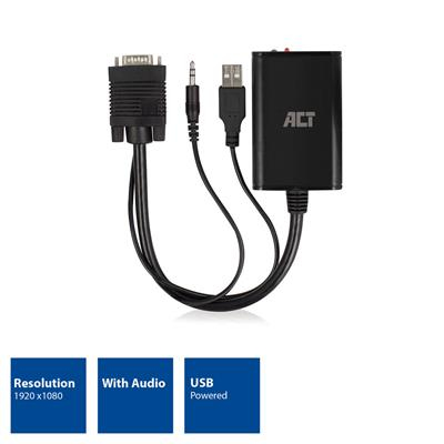 VGA Male - HDMI-A Female Adapter With 3.5mm Jack Male 15cm