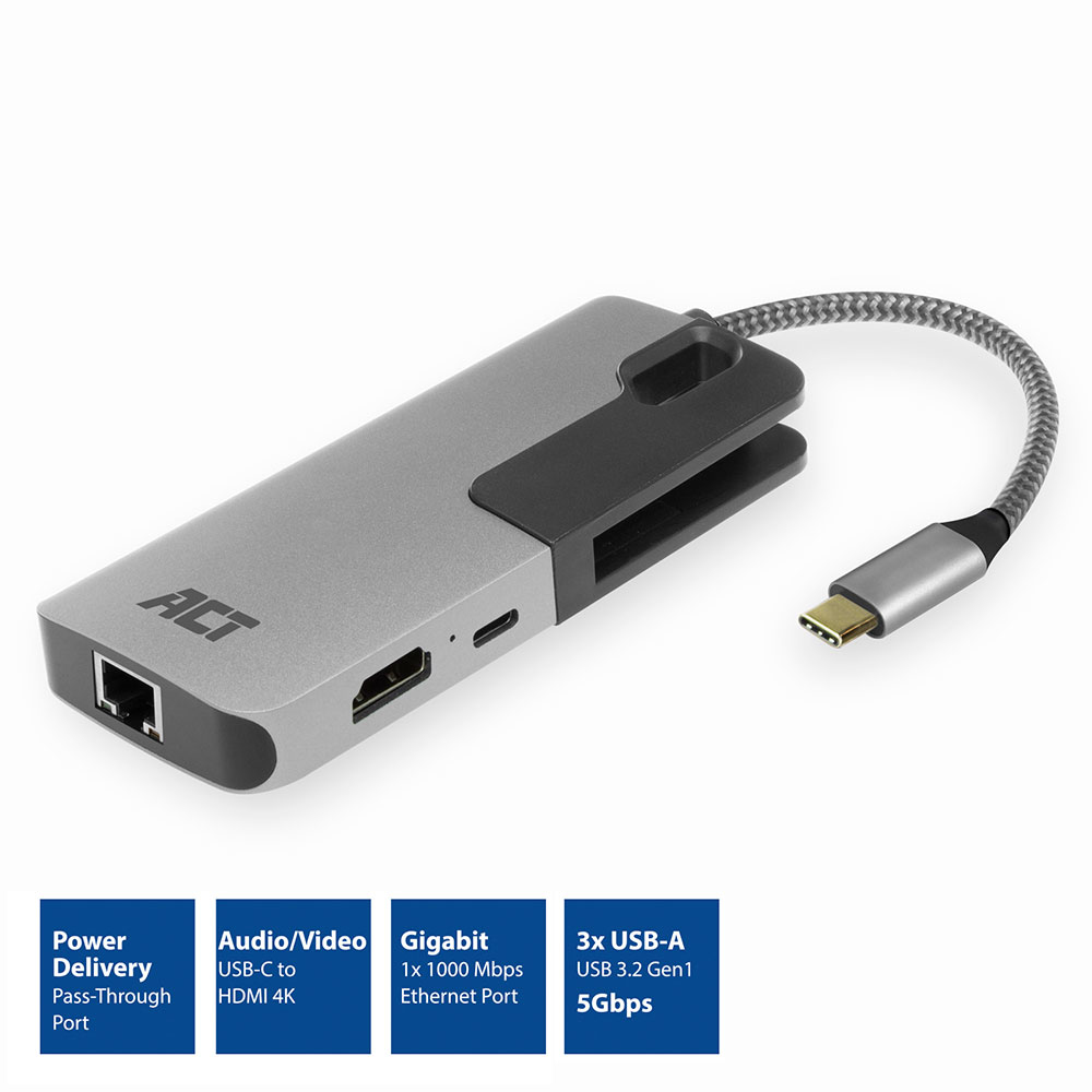 Docking USB-C to HDMI / Gigabit Ethernet/ 3 x USB-A / PD Pass-through - Meter