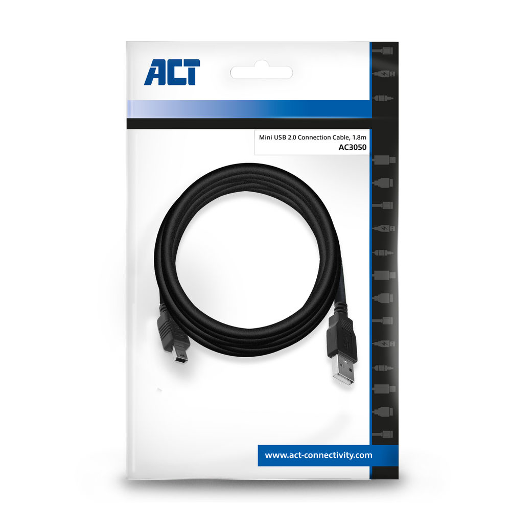 USB 2.0 connection cable A male - B mini male 1.8