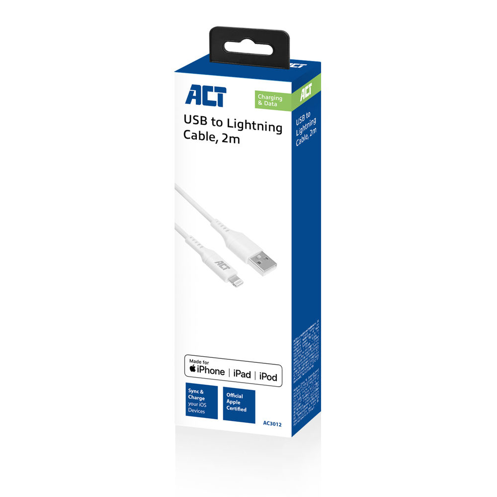 USB-A to Lightning Charging/Data Cable 2m MFI Certified