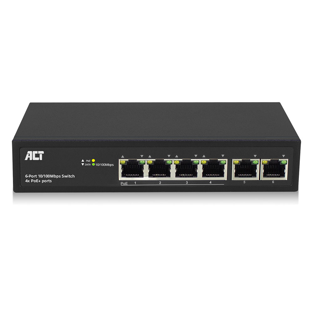 Network Switch -6 port - 10/100mbps. 4x Poe+ (30w) Port