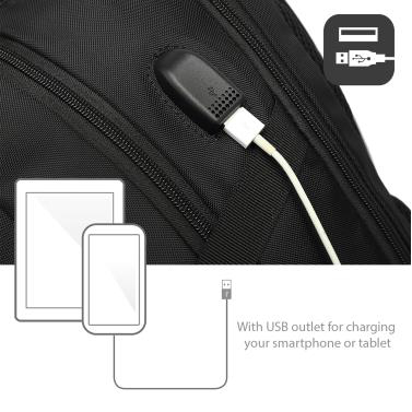 Global Backpack 15.6in Black With USB Charging Port
