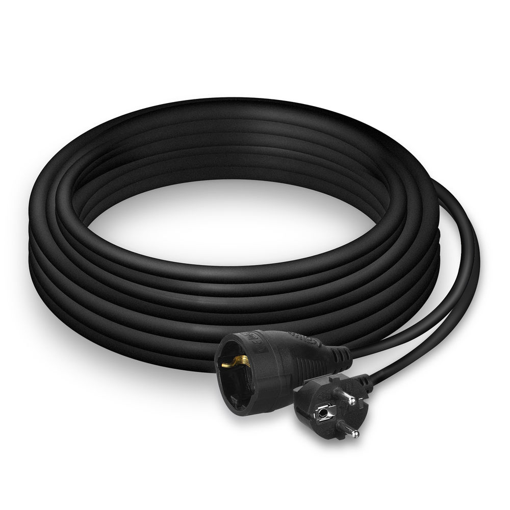 Powercord Extension Cable CEE 7/7 Male (angled) - CEE 7/7 Female Black 10m