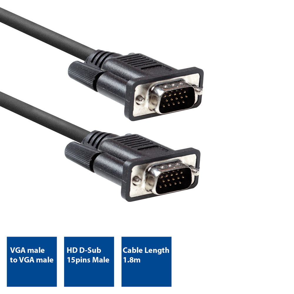 VGA Connection Cable Male - Male 1.8m