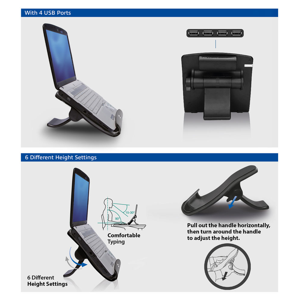 Laptop Stand 6 Positions Height Adjustable 4 - Port Hub