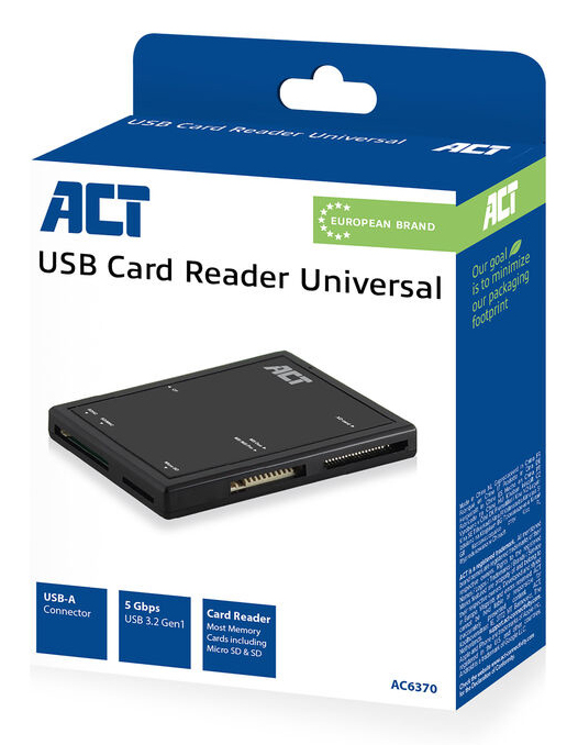 USB 3.2 Card Reader SD/micro SD/SDHC Black