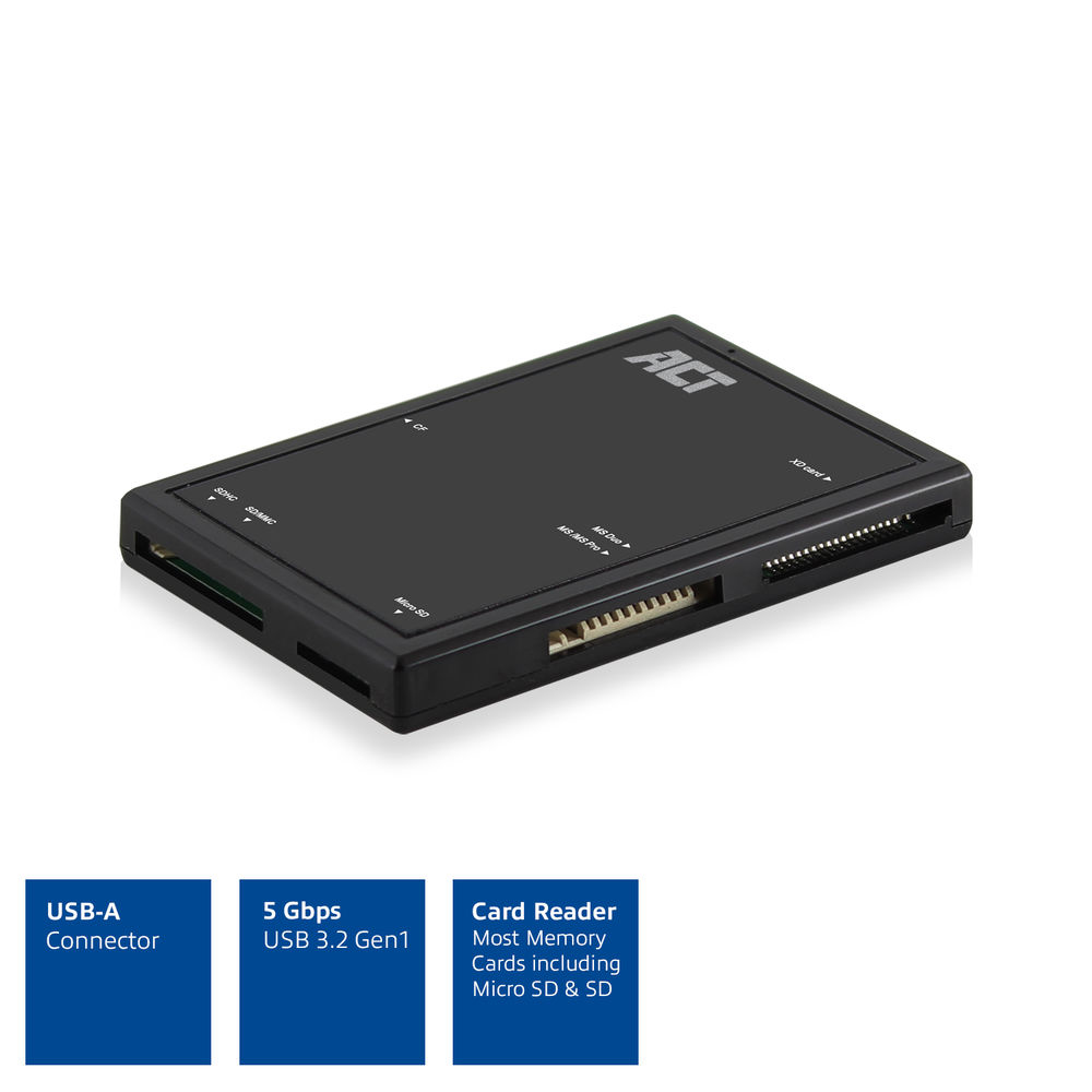 USB 3.2 Card Reader SD/micro SD/SDHC Black