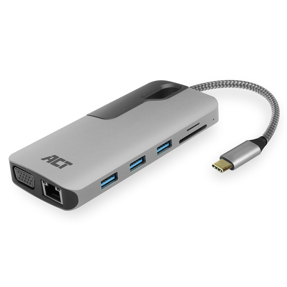 USB-C to HDMI or VGA Fmultiport Adapter Ethernet 3x USB-A Card Reader Audio PD Pass Through
