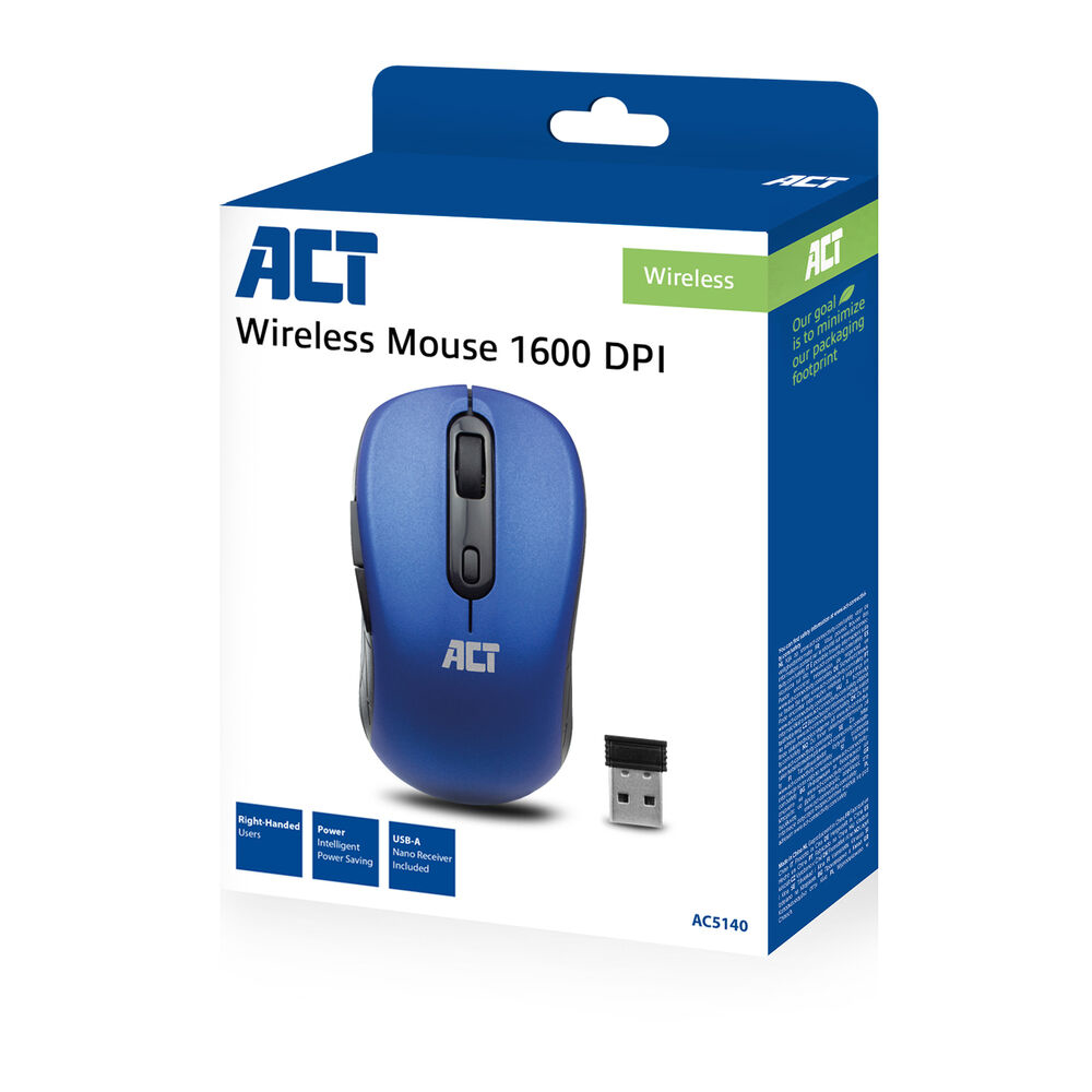 Wireless Mouse USB Nano Receiver 1600 dpi Blue