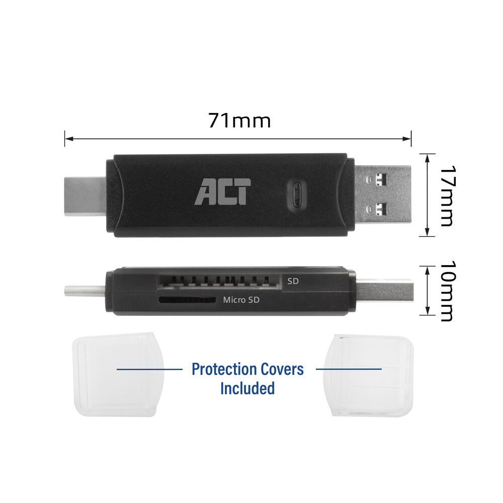 USB 3.2 Card Reader SD/micro SD USB-C of USB-A