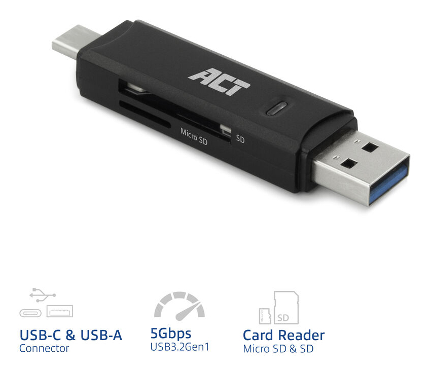 USB 3.2 Card Reader SD/micro SD USB-C of USB-A