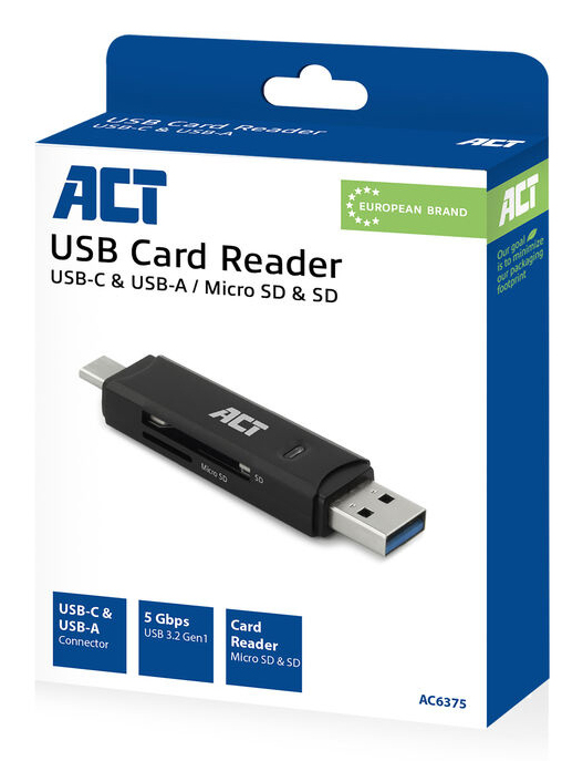 USB 3.2 Card Reader SD/micro SD USB-C of USB-A