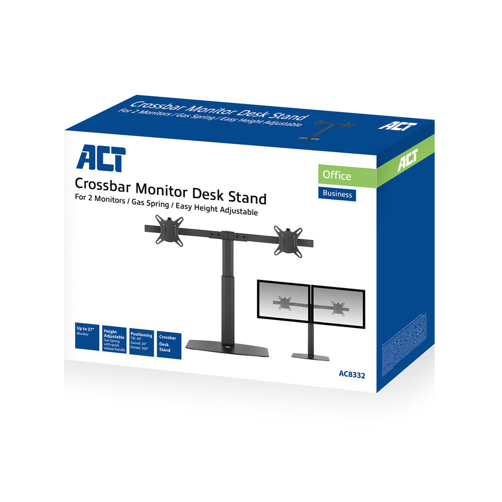 Free Standing Gas Spring Dual Monitor Arm Office Crossbar
