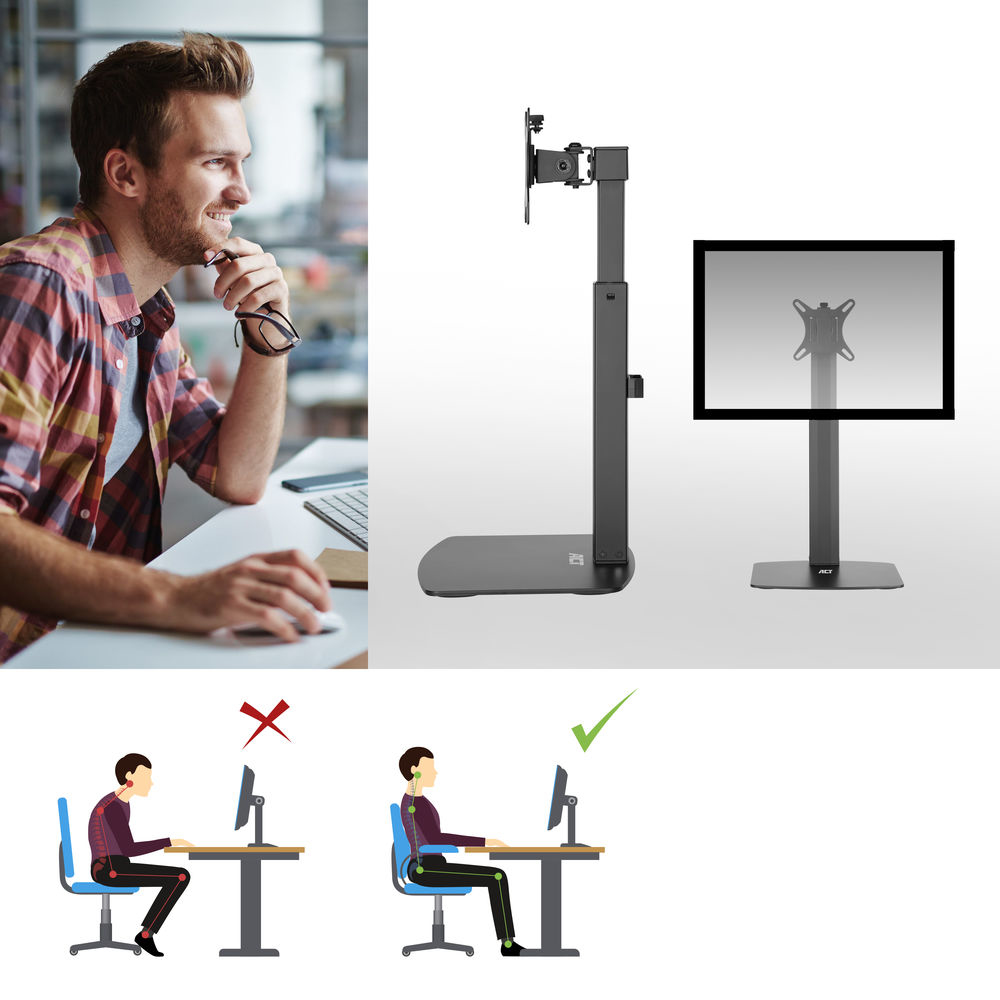 Free Standing Gas Spring Monitor Arm Office