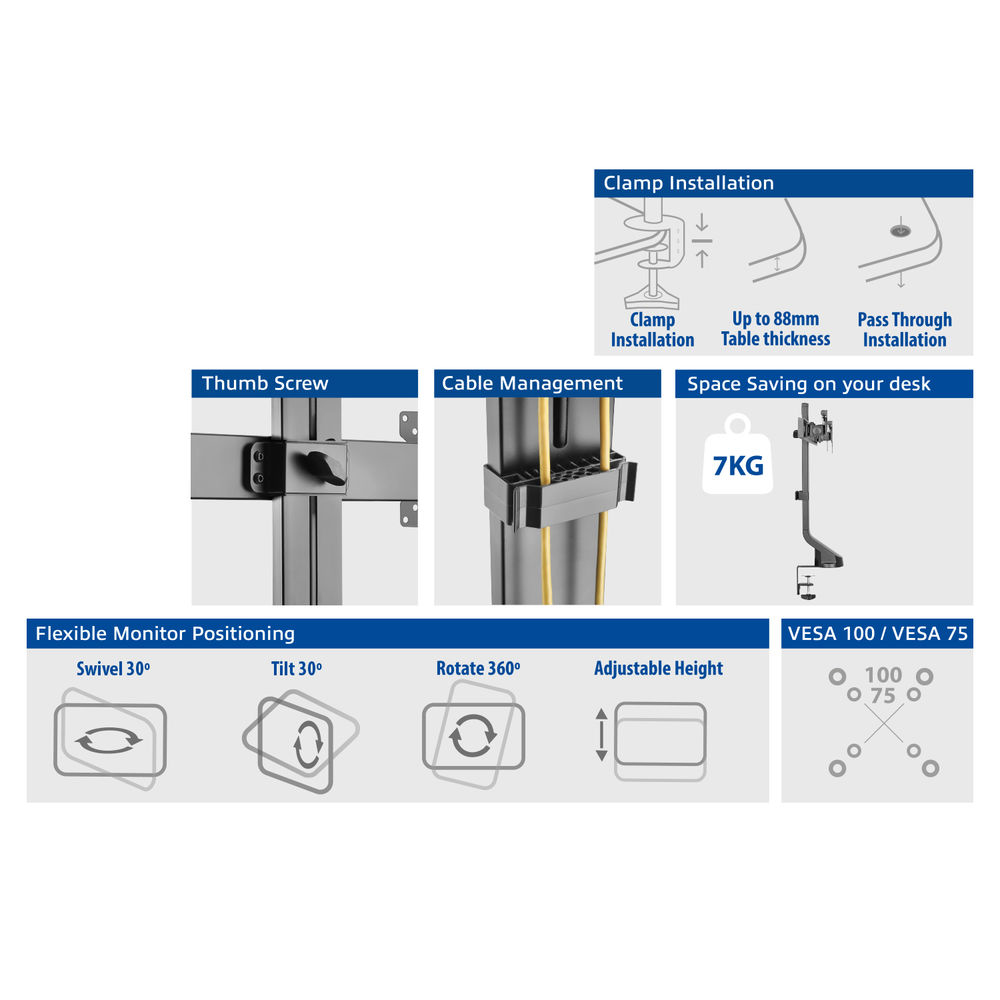 Dual Monitor Arm Office Quick Height Adjustment