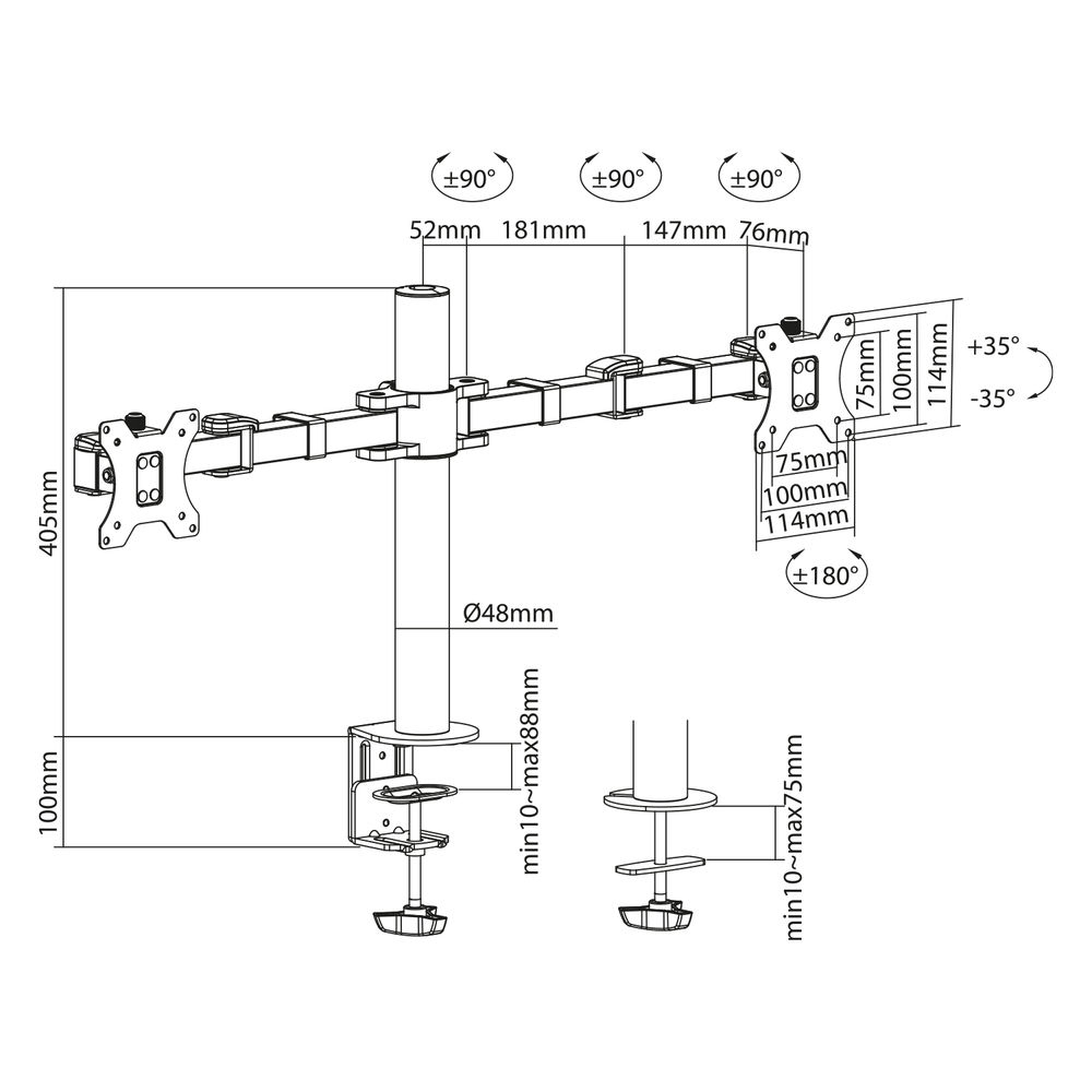 Dual Monitor Arm Office Solid Pro